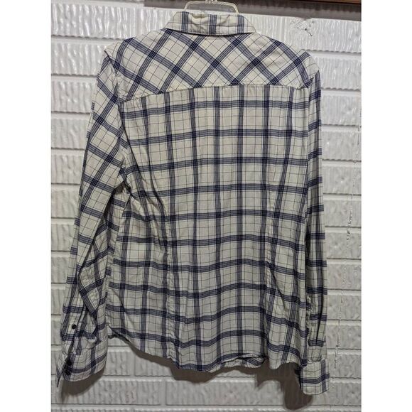 J. Crew Women's Blue & White Plaid Long-Sleeve Button-Front Shirt Size 16 - Picture 4 of 7